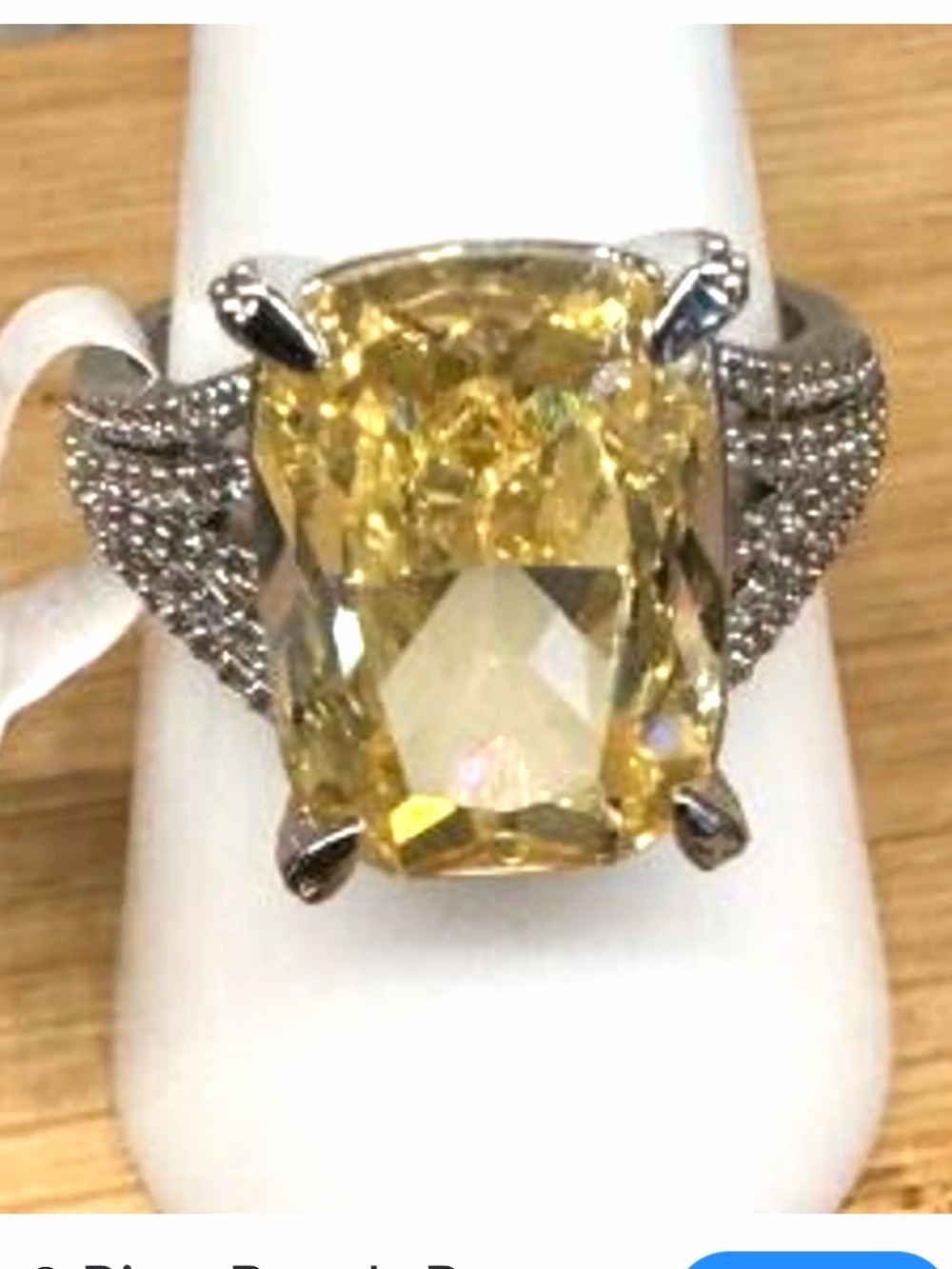 Bomb Party NWT sz 5 Heart of a Champion Lemon Cubic Zirconia Rhodium Plated Ring